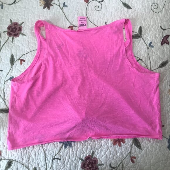 Victoria's Secret PINK L Front Tie Crop Tank Neon - Picture 7 of 13